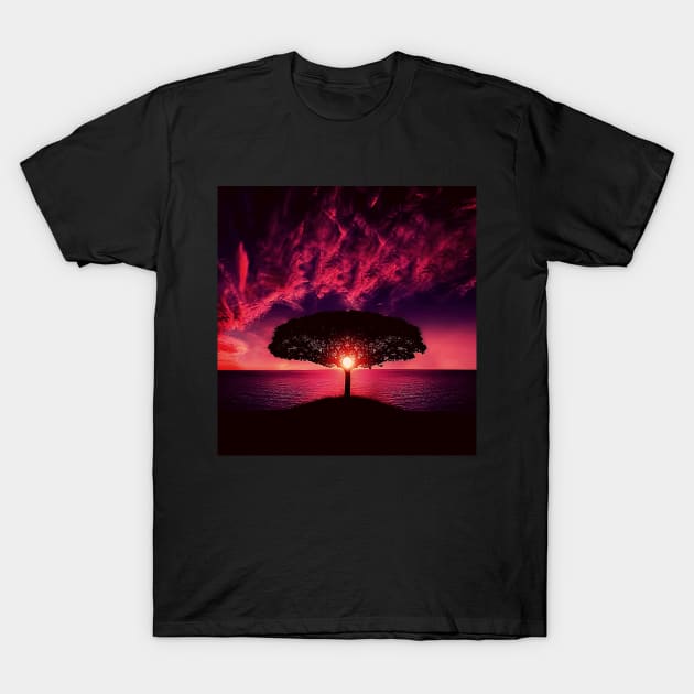 Tree Photography, Oak Tree Silhouette, Trees, Purple Tree, Nature Wall Art, Landscape T-Shirt by Nature Arts